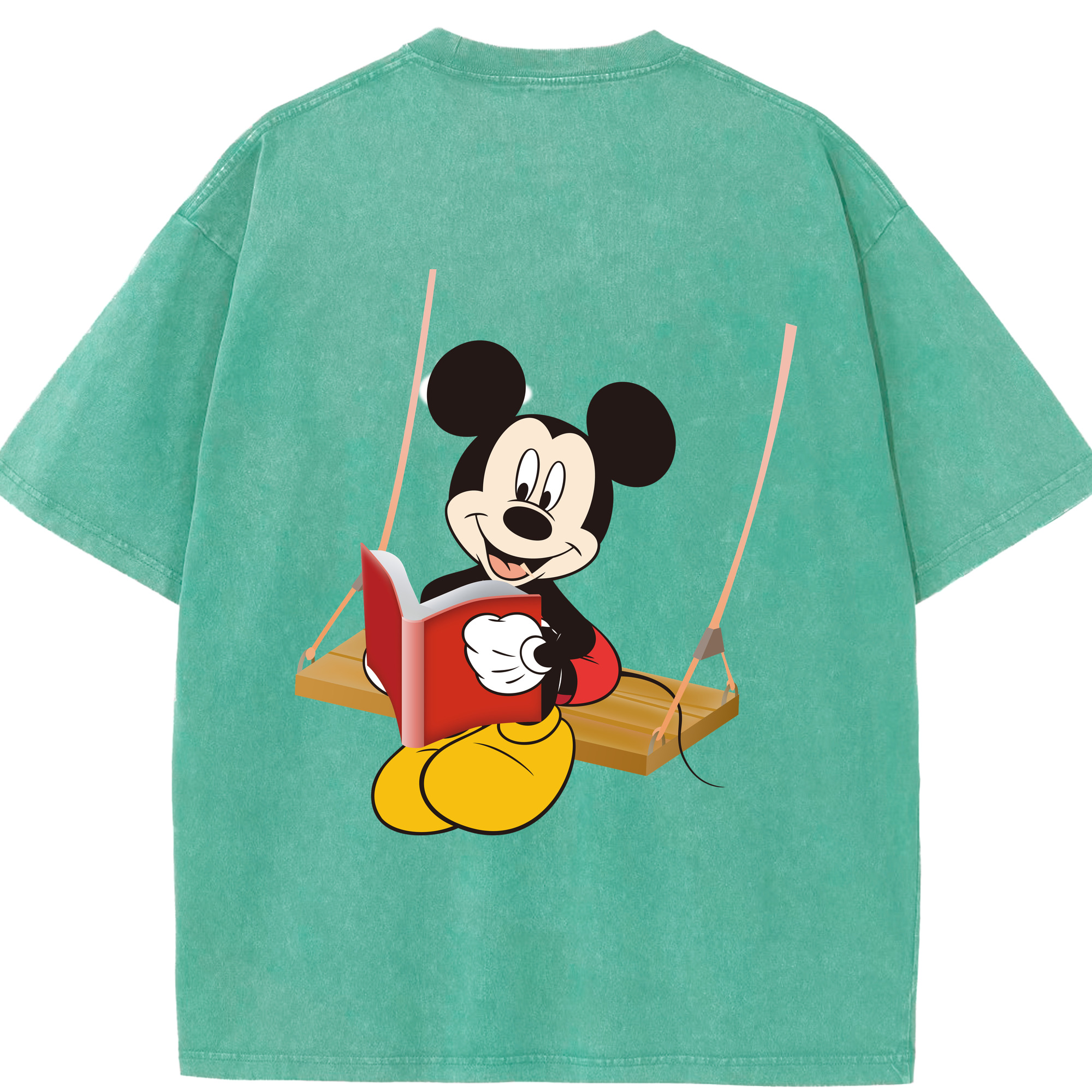 （画像用） ミッキーマウス Mickey Mouse 綿100% ヴィンテージ風 半袖Tシャツ（背面プリント）